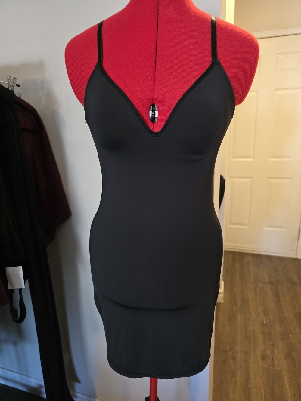 Izod Sleek Black Stretch Slip Dress V-Neck